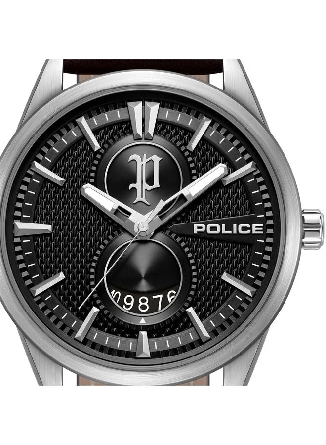 Police black Men's Styleshift Black Dial Genuine Leather Strap Analog Watch for Men, 43mm for Men | Best Price UAE